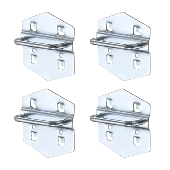 Uxcell 4Pcs Metal Square Peg Board Hooks, 1" Heavy Duty Square Hole Peg Hook U Shape for 3/8" Spaced Pegboards, Silver