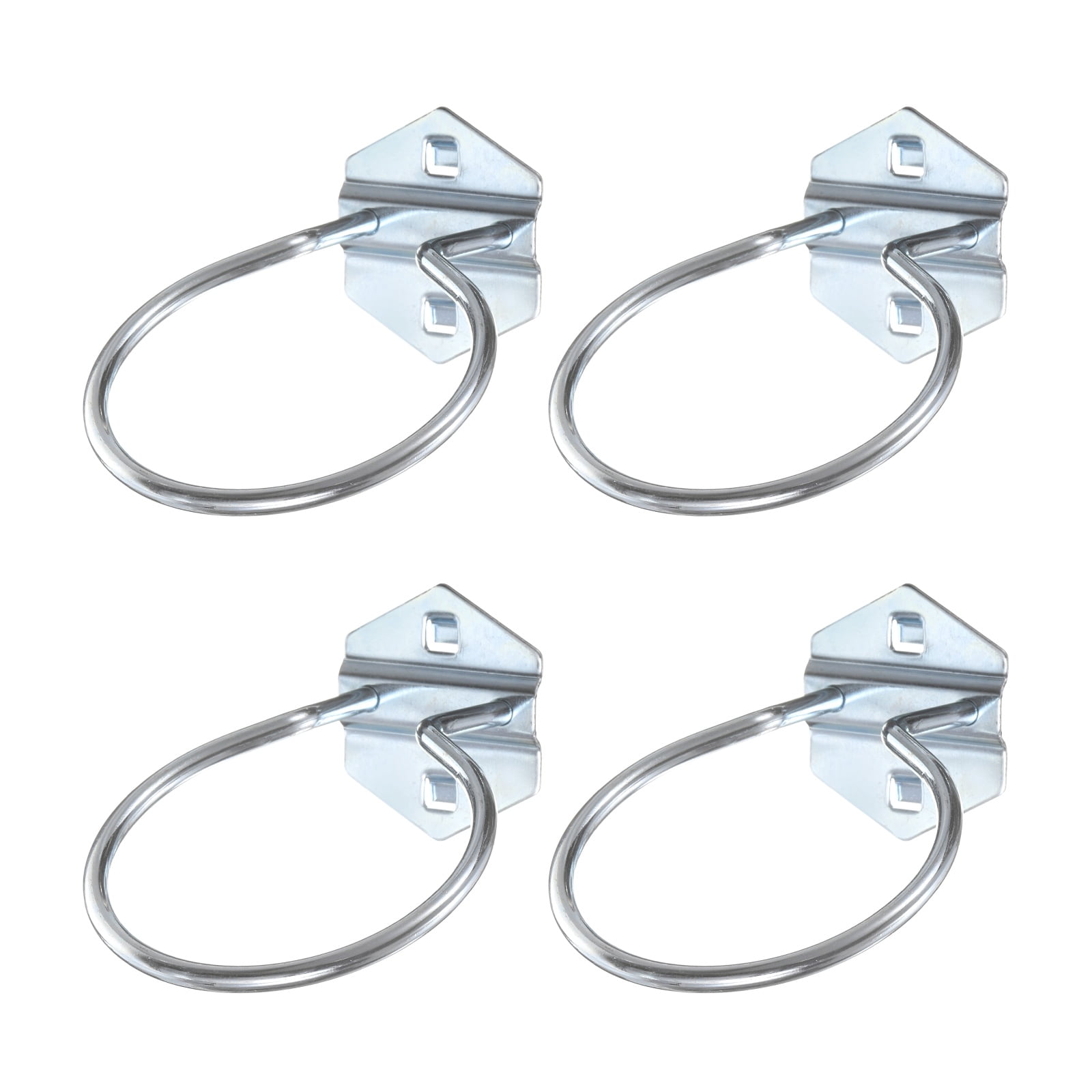 Uxcell 4Pcs Metal Square Peg Board Hooks, 4.7x3.1" Heavy Duty Square Hole Peg Hook Round for 3/8" Spaced Pegboards, Silver