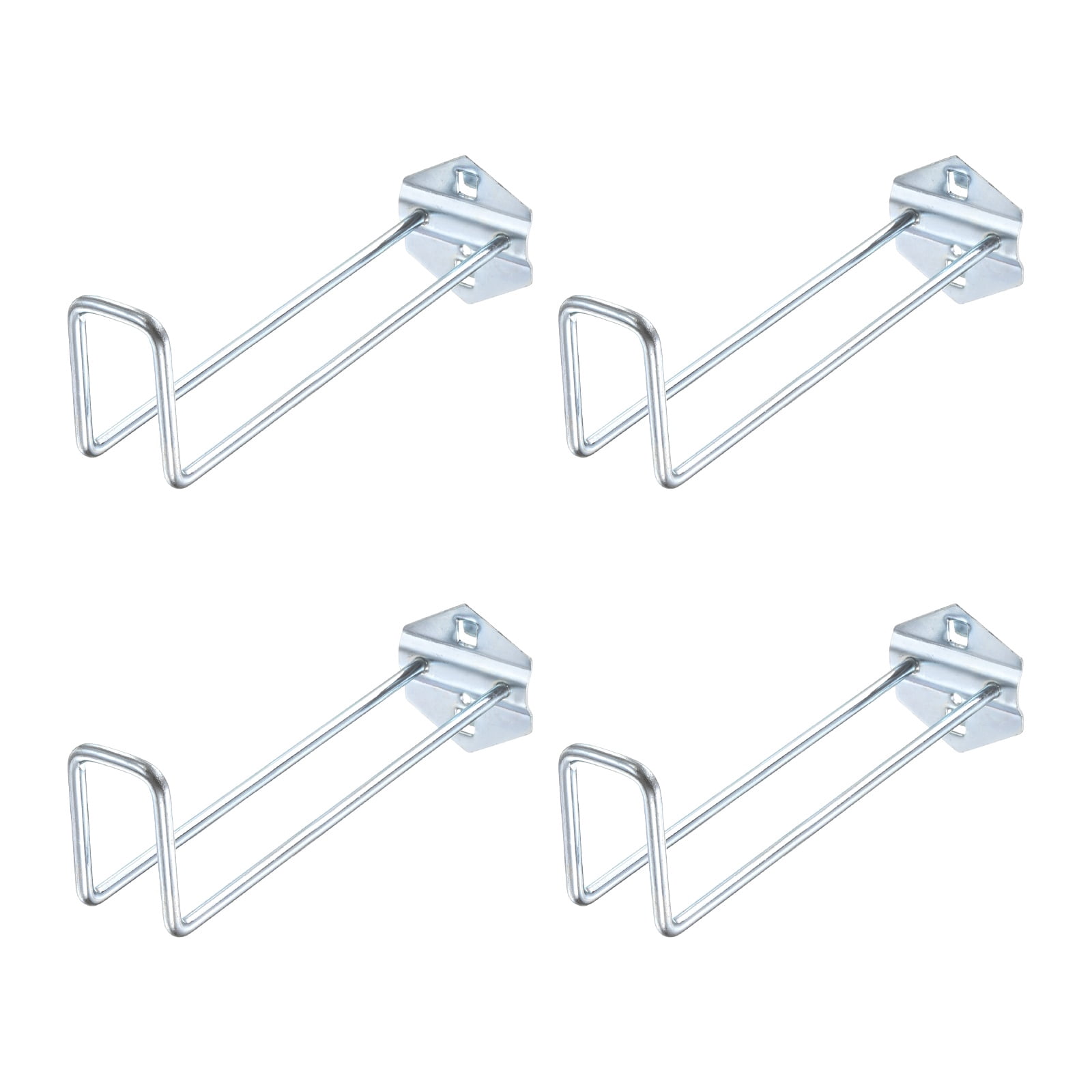 Uxcell 4Pcs Metal Square Peg Board Hooks, 8.1" Heavy Duty Square Hole Peg Hook for 3/8" Spaced Pegboards, Silver
