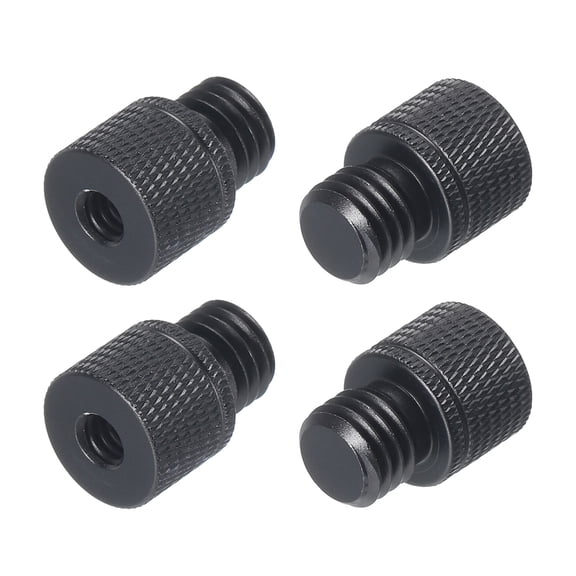 Uxcell 4Pcs Mic Stand Adapter 1/4 Female to M12 Male Camera Screw Thread Adapter for Microphone Tripod Stand Black
