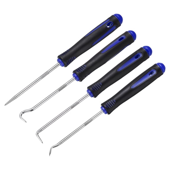 Uxcell 4Pcs Mini Hook and Pick,166mm Oil Seal Gasket Precision Screwdriver Puller Remover Removal Tool for Remove Hoses and Gaskets, Auto and Electronics Maintenance Tools, Black Blue