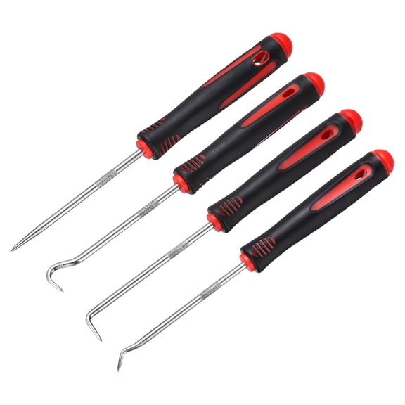 Uxcell 4Pcs Mini Hook and Pick,166mm Oil Seal Gasket Precision Screwdriver Puller Remover Removal Tool for Remove Hoses and Gaskets, Auto and Electronics Maintenance Tools, Black Red