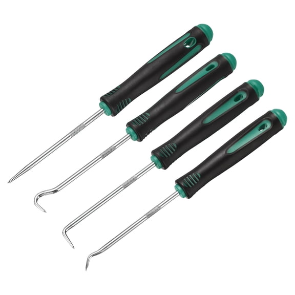 Uxcell 4Pcs Mini Hook and Pick,166mm Oil Seal Gasket Precision Screwdriver Puller Remover Removal Tool for Remove Hoses and Gaskets, Auto and Electronics Maintenance Tools, Black Green