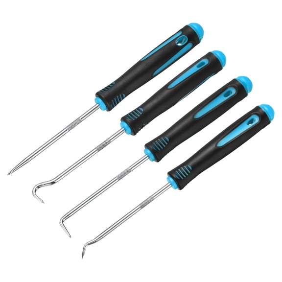 Uxcell 4Pcs Mini Hook and Pick,166mm Oil Seal Gasket Precision Screwdriver Puller Remover Removal Tool for Remove Hoses and Gaskets Electronics Maintenance Tools, Black Light Blue