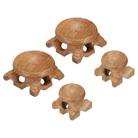 Uxcell 4Pcs Mini Wooden Crystal Ball Stand, 20/40mm Wood Display Stand Base Round Rosewood Sphere Holder for Secure Display Crystal Ball Sphere Eggs Stone, Red Brown
