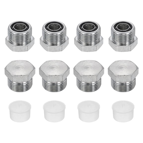 Uxcell 4Pcs ORFS Hydraulic Plugs, O-Ring Face Seal Hydraulic Hose Fittings Carbon Steel with Zinc Plating Fits ORFS-10 Female Ports (1"-14 UN)
