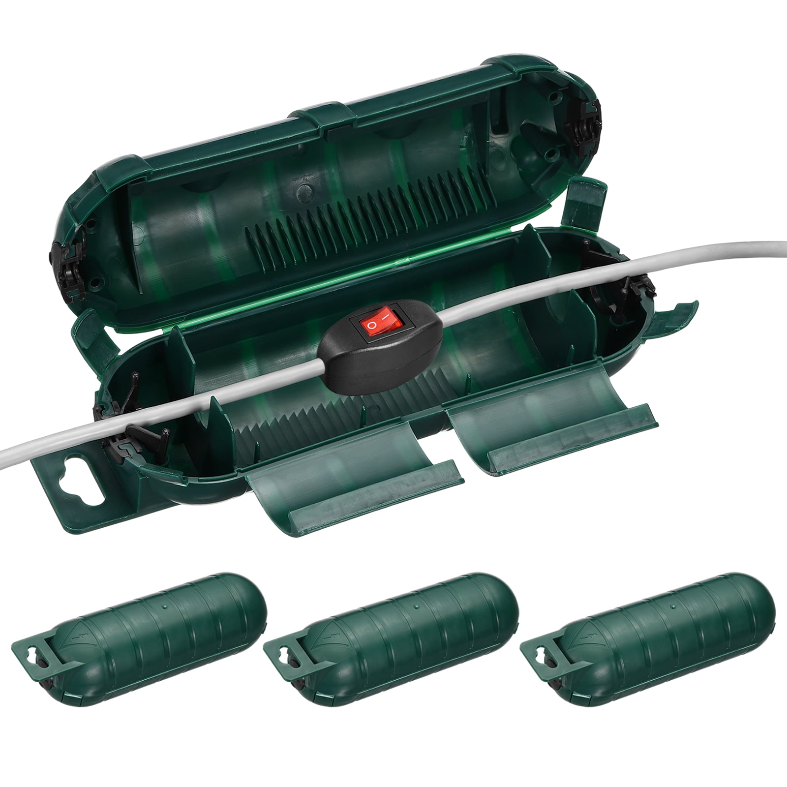 Uxcell 4Pcs Outdoor Extension Cord Safety Cover, IP55 ABS Green Waterproof Electrical Connection Box Outdoor Plug Cover Protector for Socket, Christmas Holiday Light, 9.06 x 2.66 x 2.66in