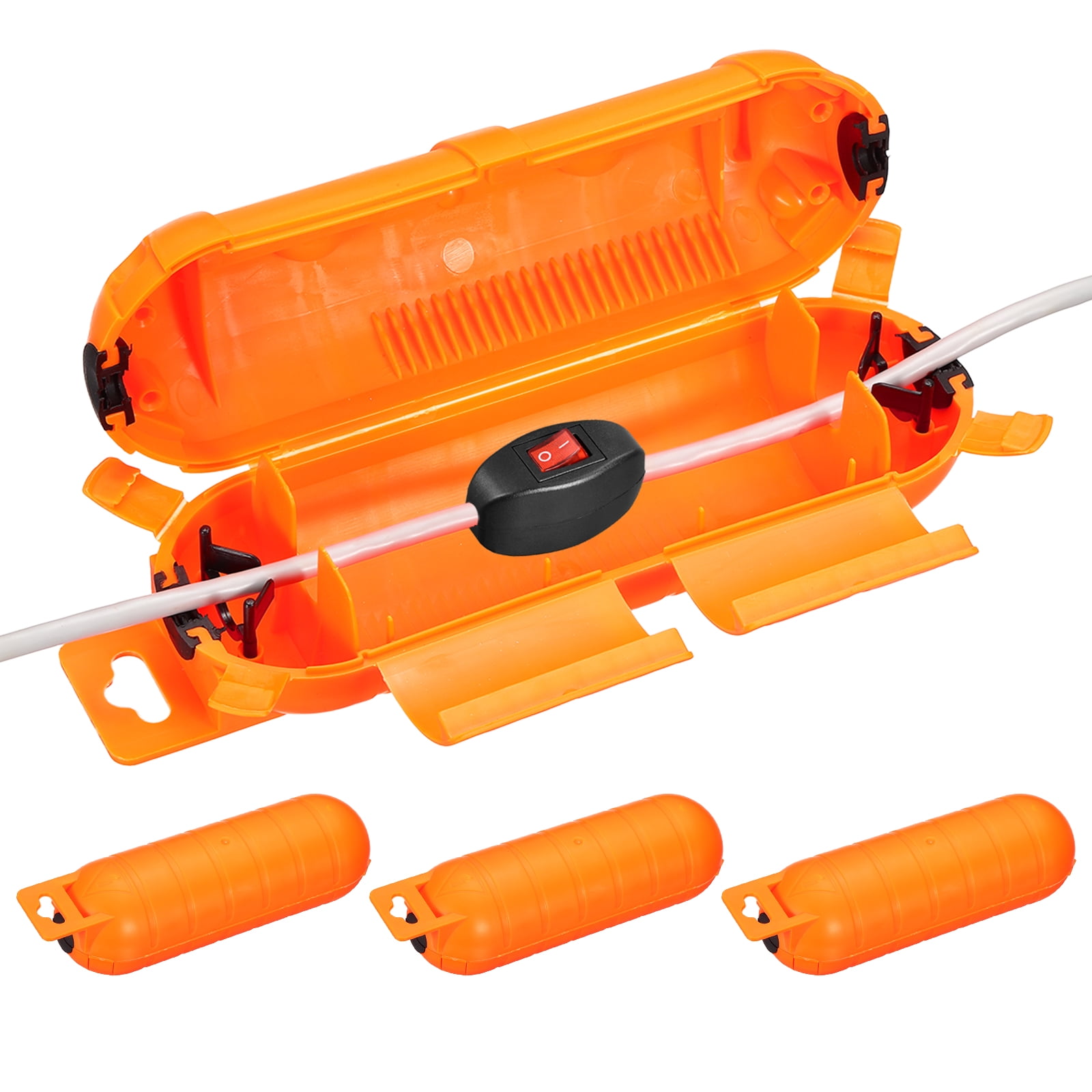 Uxcell 4Pcs Outdoor Extension Cord Safety Cover, IP55 ABS Orange Waterproof Electrical Connection Box Outdoor Plug Cover Protector for Socket Christmas Holiday Light, 9.06 x 2.66 x 2.66in