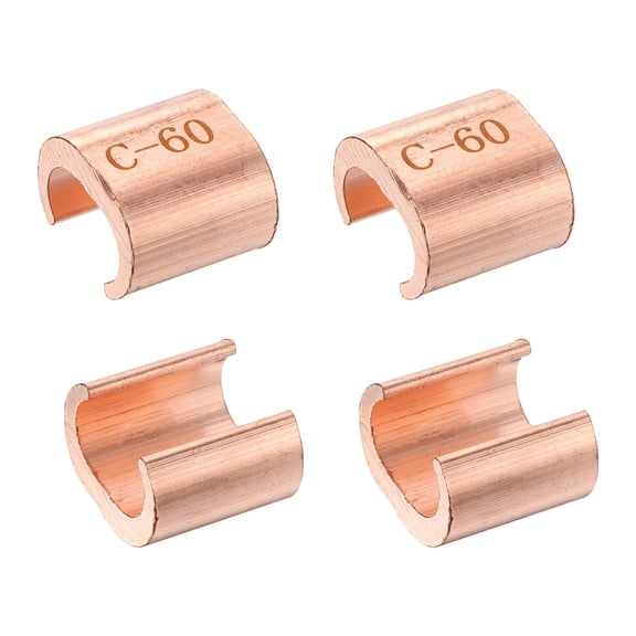 Uxcell 4Pcs Pack Copper C Tap, C-60 C Shape Grounding Connector for 45 ~ 60mm / 1.77 ~ 2.36 Inch Wire Rope and Electric Wires End Assortment