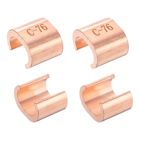Uxcell 4Pcs Pack Copper C Tap, C-76 C Shape Grounding Connector for 60 ~ 76mm / 2.36 ~ 2.99 Inch Wire Rope and Electric Wires End Assortment