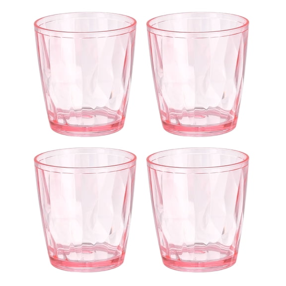 Uxcell 4Pcs Plastic Drinking Glasses, 7.1oz Unbreakable Drinking Cups Reusable Stackable Water Tumblers for Home Office Outdoors Beer Cocktail Water Juice Whiskey, Red
