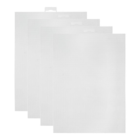 Uxcell 4Pcs Plastic Mesh Canvas Sheets 8.27"x11" 14 Count 0.8mm Hole Blank Canvas Clear for Embroidery Needlepoint