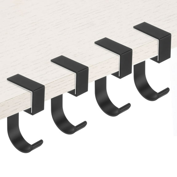 Uxcell 4Pcs Purse Hook for Table, 5-shaped Purse Hanger for Desk Portable Nail Free Heavy Duty Backpack Handbag Holder Headphone Holder, Black