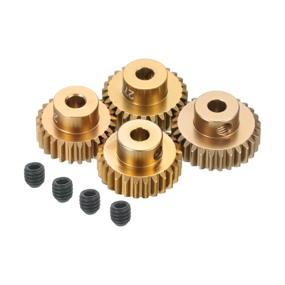 Uxcell 4Pcs RC 48P Motor Pinion Gear 3.175mm Shaft 25T/26/27/28T Pinion Gears Aluminum 1/10 1/12 RC Model Car, RC Motor