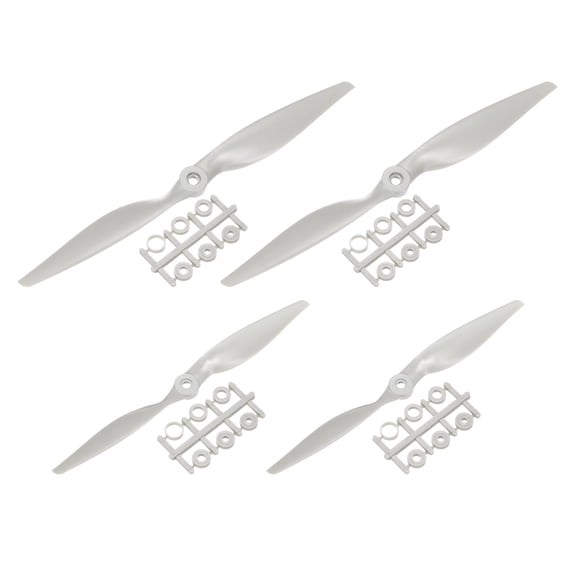 Uxcell 4Pcs RC Propellers 2 Vane Blades Props 10x7", 11x7" Grey with Adapter Rings