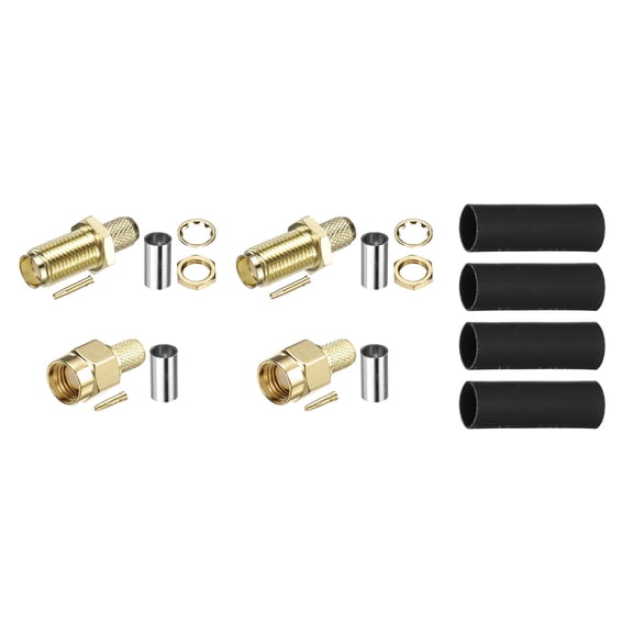 Uxcell 4Pcs RPSMA Crimp Connector Kit, Male and Female Solder Crimp Adapter Connector Kit for RG58 RG142 RG400 LMR195 Coaxial Cable