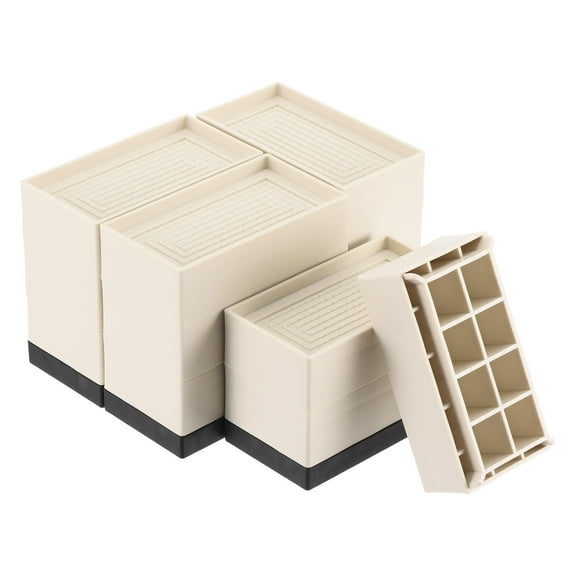 Uxcell 4Pcs Rectangle Bed Risers, 4.33" Full Side Heavy Duty Adjustable Furniture Risers for Bed Sofa Table and Couch Lift (Apricot)