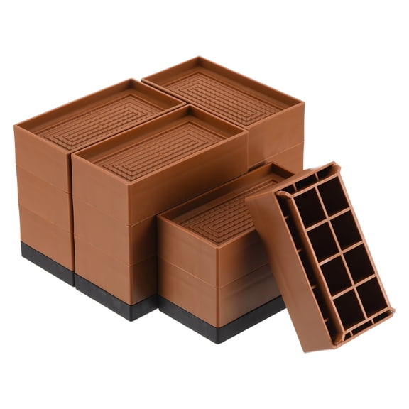 Uxcell 4Pcs Rectangle Bed Risers, 4.33" Full Side Heavy Duty Adjustable Furniture Risers for Bed Sofa Table and Couch Lift (Brown)