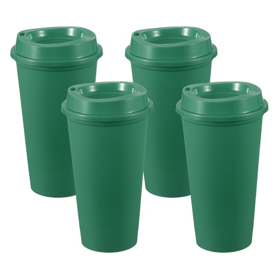 Uxcell 4Pcs Reusable Coffee Cups with Lids, 16oz Travel Coffee Mugs Spill Proof Water Tumblers Drinking Cups for Hot and Cold Drinks Juice Tea, Green