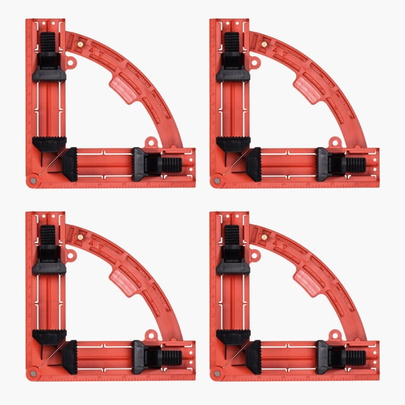 Uxcell 4Pcs Right Angle Clamp 7.01"(178mm) ABS Plastic 30-90 Degree Adjustable Woodworking Corner Clamp Photo Frame Vise Fixture Tools for Home Improvement Wooden DIY Projects, Red