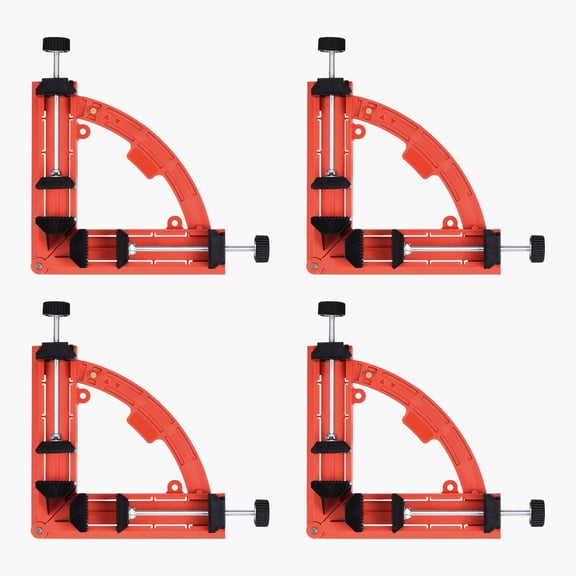 Uxcell 4Pcs Right Angle Clamp 7.48"(190mm) ABS Plastic 30-90 Degree Adjustable Woodworking Corner Clamp Photo Frame Vise Fixture Tools for Home Improvement Wooden DIY Projects, Red