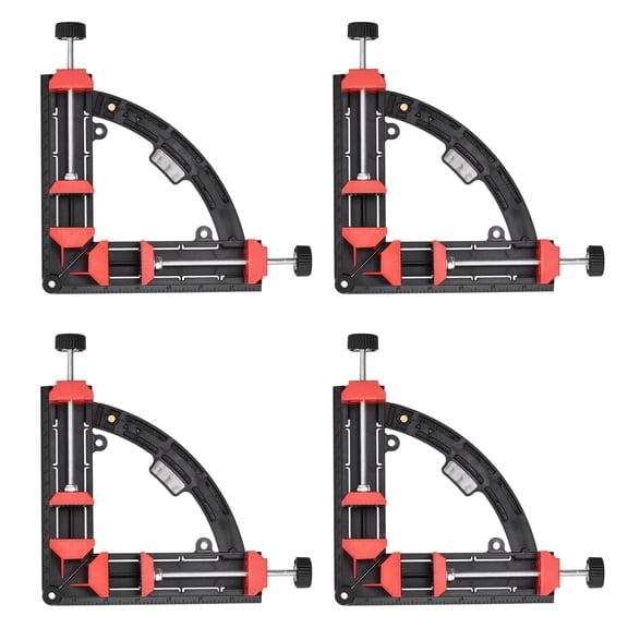 Uxcell 4Pcs Right Angle Clamp 7.48"(190mm) ABS Plastic 30-90 Degree Adjustable Woodworking Corner Clamp Photo Frame Vise Fixture Tools for Home Improvement Wooden DIY Projects, Black