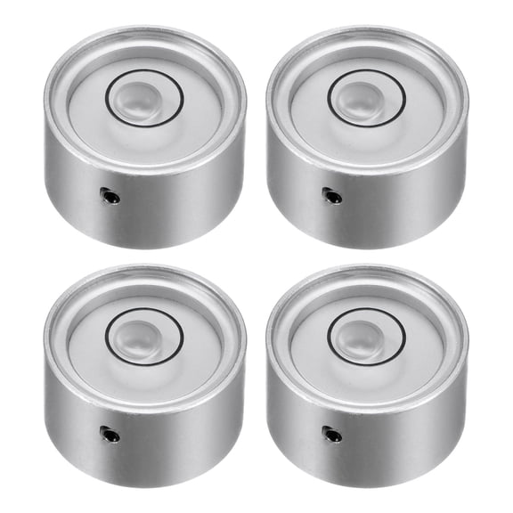 Uxcell 4Pcs Round Bubble Level 20x10mm Mini Circular Bullseye Spirit Levels for Leveling Camera Tripod, Silver White