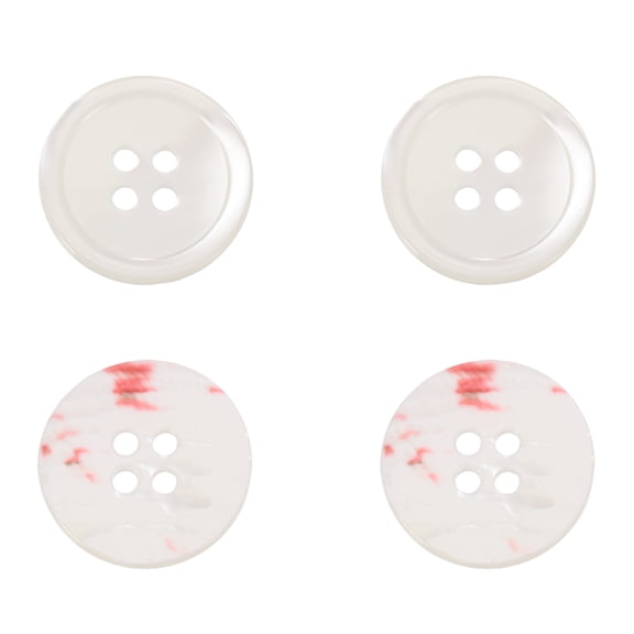 Uxcell 4Pcs Round Natural Shell Buttons,15mm 4 Holes Mother of Pearl Craft Seashell Sewing Buttons for Clothes Shirts Dresses Sewing DIY Craft Making, Beige Red
