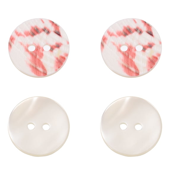 Uxcell 4Pcs Round Natural Shell Buttons,20mm 2 Holes Mother of Pearl Craft Seashell Sewing Buttons for Clothes Shirts Dresses Sewing DIY Craft Making, Beige Red