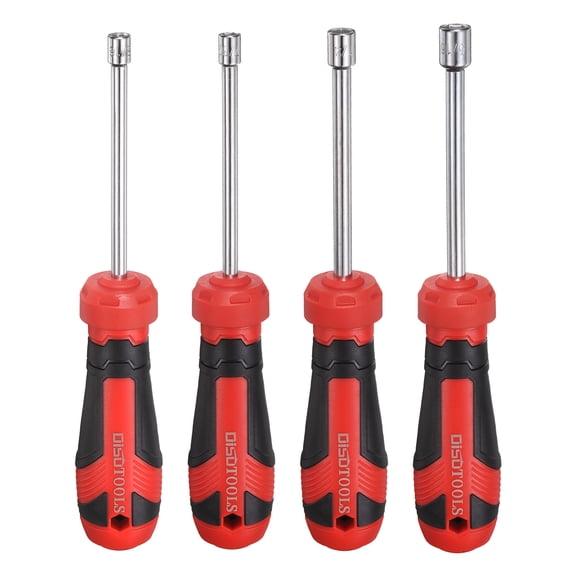 Uxcell 4Pcs SAE Nut Driver 3/16"-5/16" Bit Driver Socket Screwdriver Non-slip Handle