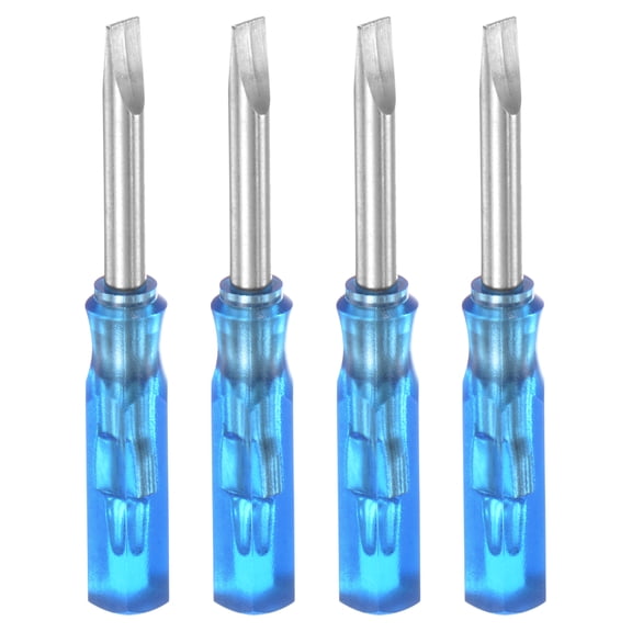 Uxcell 4Pcs SL3.0 Mini Slotted Screwdriver 3mm Magnetic Flat Head 45mm Length for Repairs, Blue