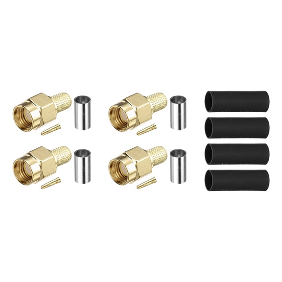 Uxcell 4Pcs SMA Crimp Connector Kit, Male Solder Crimp Adapter Connector RPSMA-J-3 for RG58 RG142 RG400 LMR195 Coaxial Cable