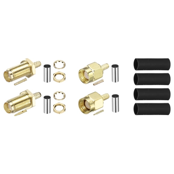 Uxcell 4Pcs SMA Crimp Connector Kit, SMA Male and Female Solder Crimp Adapter Connector Kit for RG316 RG174 RG188 RG188A LMR100 Coax Cable