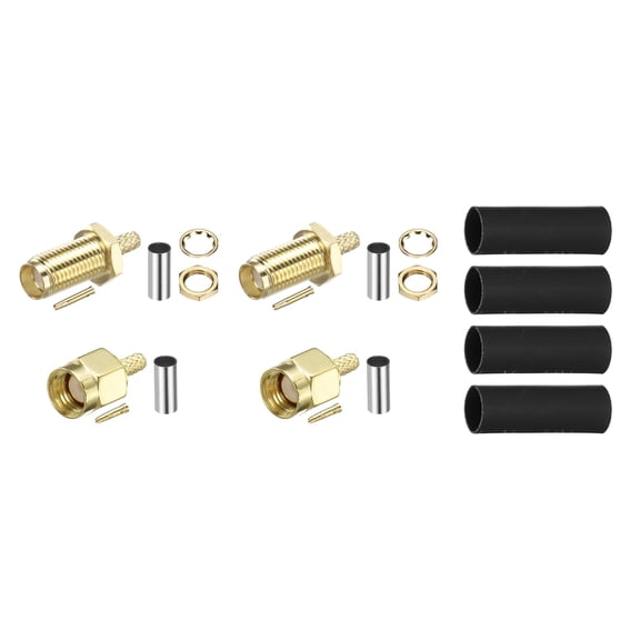 Uxcell 4Pcs SMA Crimp Connector Kit, SMA Male and Female Solder Crimp Adapter Connector Kit for RG316 RG174 RG188 RG188A LMR100 Coaxial Cable