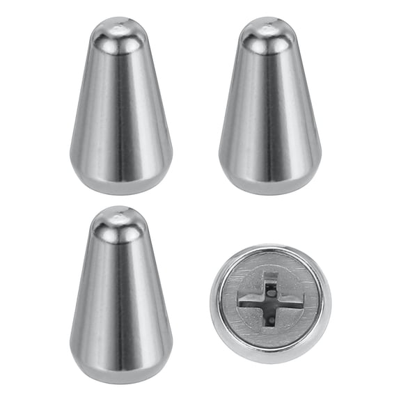 Uxcell 4Pcs ST Guitar 3/5 Way Pickup Switch Tip Cross Hole ID 0.19 x 0.15 Metal Toggle Switch Knobs Cap Chrome Silver