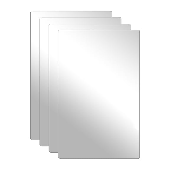 Uxcell 4Pcs Shatter Proof Acrylic Mirror, 7.1xUxcell 4.7" Rectangle Round Corner Mirror(Self Adhesive, Safety, Shatterproof) Suited to Bathroom Science Home Gym Wall Decor