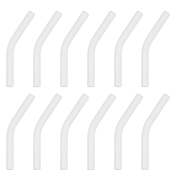 Uxcell 12Pcs Silicone Straw Tips, Silicone Straw Elbows Tip, Soft Reusable Metal Straw Covers Fit for 6mm/0.24" OD Stainless Steel Straws, White