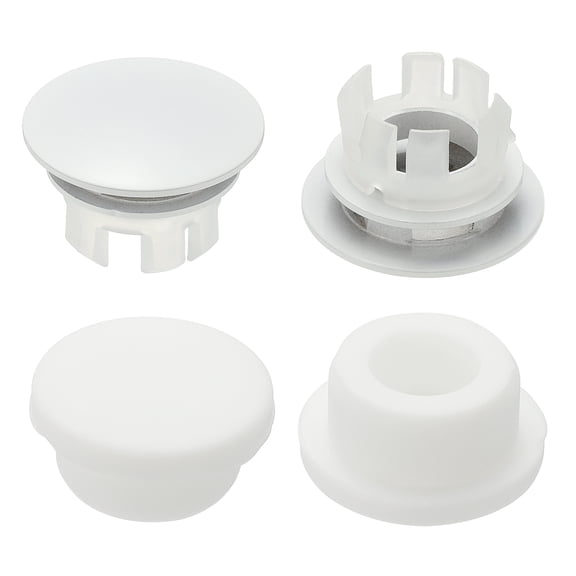 Uxcell 4Pcs Sink Overflow Ring, Universal Sink Overflow Drain Cover, Insert in Hole Double Layer Cap Round Caps for Bathroom Kitchen Basin Wash Basin, White/White