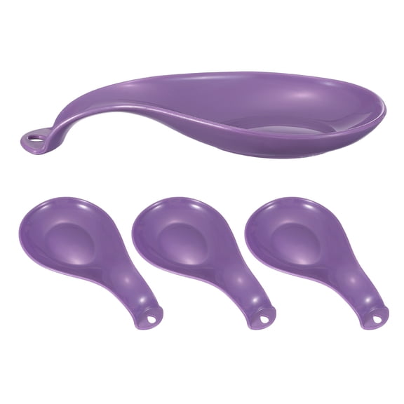 Uxcell 4Pcs Spoon Rest, 8.3 x 4.1" Plastic Spoon Holder Heat Resistant Spatula Ladle Rest Kitchen Utensil Rack for Kitchen Counter Stove Top Tongs Spatulas, Purple