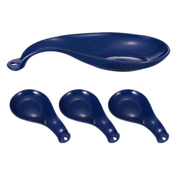 Uxcell 4Pcs Spoon Rest, 8.3 x 4.1" Plastic Spoon Holder Heat Resistant Spatula Ladle Rest Kitchen Utensil Rack for Kitchen Counter Stove Top Tongs Spatulas, Dark Blue