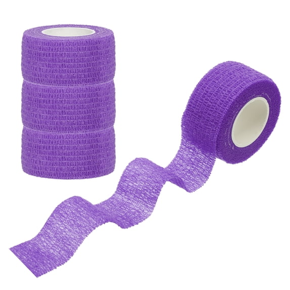 Uxcell 4Pcs Sports Self-Adhesive Tape, 2"x5Yards Bandage Wrap Tape, Purple