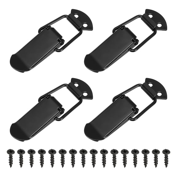 Uxcell 4Pcs Spring Loaded Toggle Latch, (2.99" x 1.26", Black) Heavy Duty Alloy Steel Clasp Buckle Latch with Screws, Suit for Tool Box/Wooden Case/Aviation Case