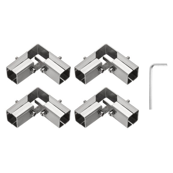 Uxcell 4Pcs Square Structural Pipe Connectors 1" Fit Pipe Dia  3 Way for DIY Shelf Garden Support