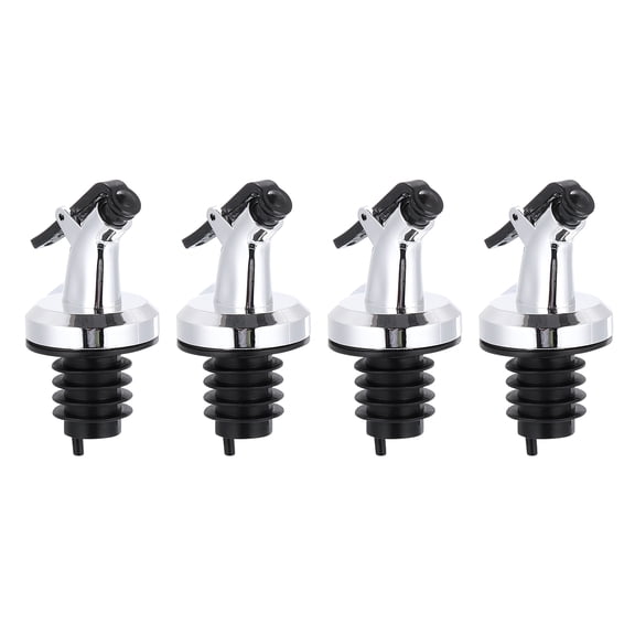 Uxcell 4Pcs Stainless Steel Bottle Pourers, Stainless Steel Liquor Spout Wine Bottle Stoppers, Silver