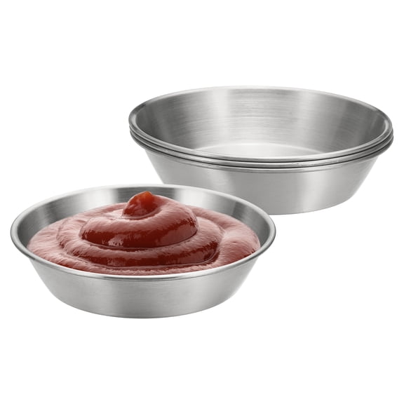 Uxcell 4Pcs Stainless Steel Sauce Dipping Bowls, 5.7oz 4.5" Reusable Condiment Bowls Salad Dressing Containers Dipping Sushi Sauces Cups for Kitchen Restaurant, Silver