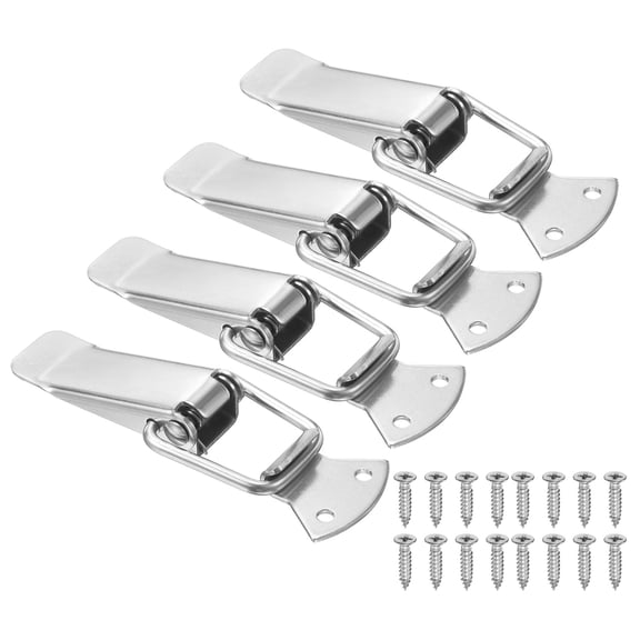 Uxcell 4Pcs Stainless Steel Spring Loaded Toggle Latch, 4.2" Tool Box Catch Hasp Clamp Lock with Mounting Hole and Screw