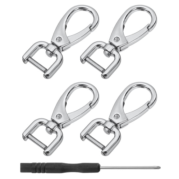 Uxcell 4Pcs Swivel Clasps, 0.5" D Ring Detachable Snap Hook with Screwdriver, Silver