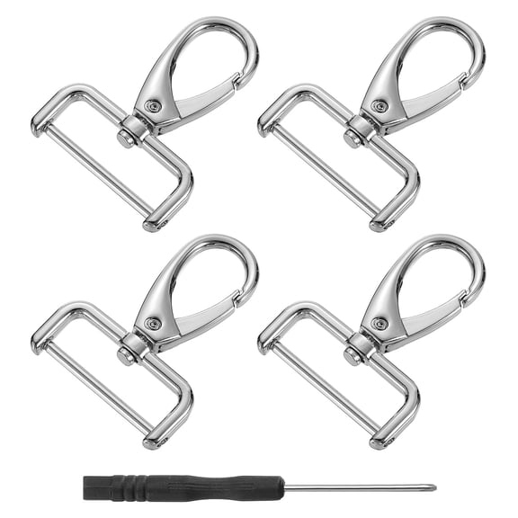 Uxcell 4Pcs Swivel Clasps, 1.25" D Ring Detachable Snap Hook with Screwdriver, Silver