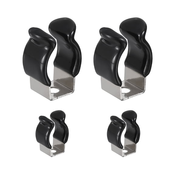 Uxcell 4Pcs T5 U Clips Holder Bracket, 304 Stainless Steel LED Fluorescent Tube Clip, Lamp Support Pipe Clamps for 11mm 7/16" Light Bulb Tube Rod Mounting Accessories, 26mm H, Black