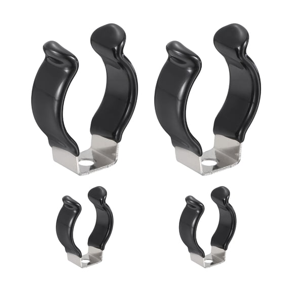 Uxcell 4Pcs T8 U Clips Holder Bracket, 304 Stainless Steel LED Fluorescent Tube Clip, Lamp Support Pipe Clamps for 20mm 25/32" Light Bulb Tube Rod Mounting Accessories, 36mm H, Black